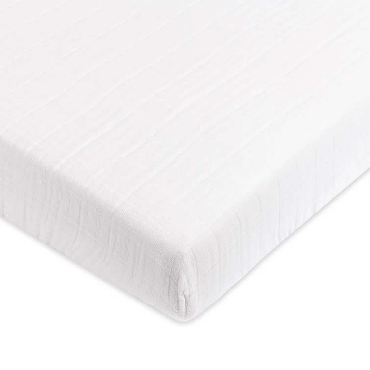Plain White Muslin Mini Fitted Sheet