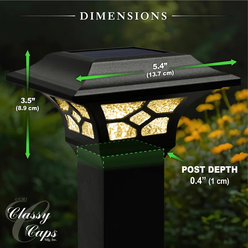 Classy Caps Low Voltage Integrated LED Aluuminum Fence Post Cap Light 2.5 In. X 2.5 In. with Base Adapter Included