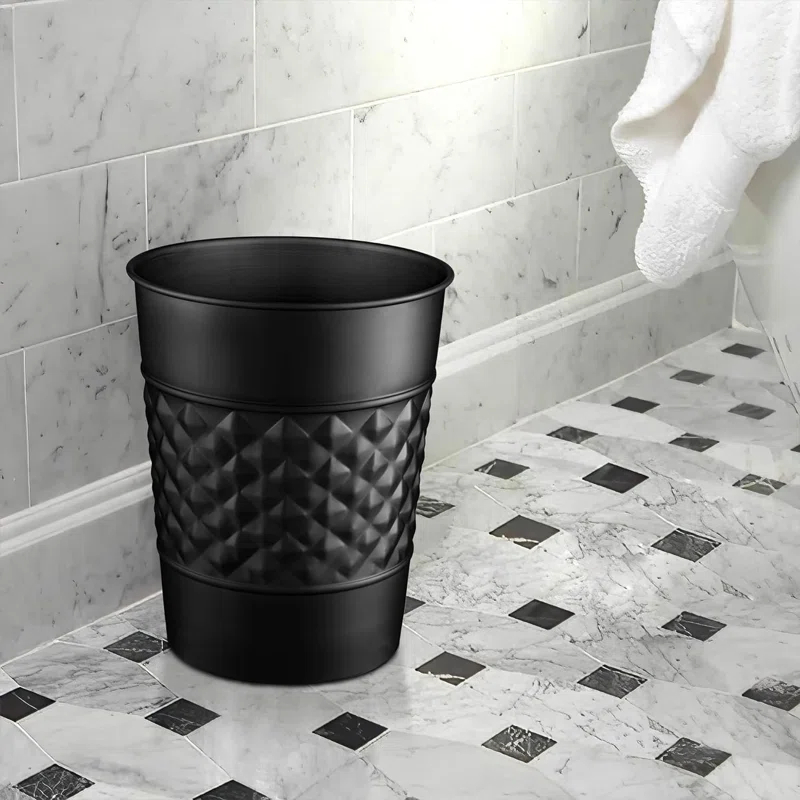 Monarch Abode Geometric Embossed Metal 1.7 Gallon Waste Basket
