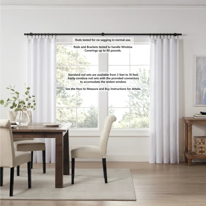 MODE Cambria Designer Series Premium 1-1/8 in Larger Dia. Non-Adjustable Curtain Rod and Designer Brackets