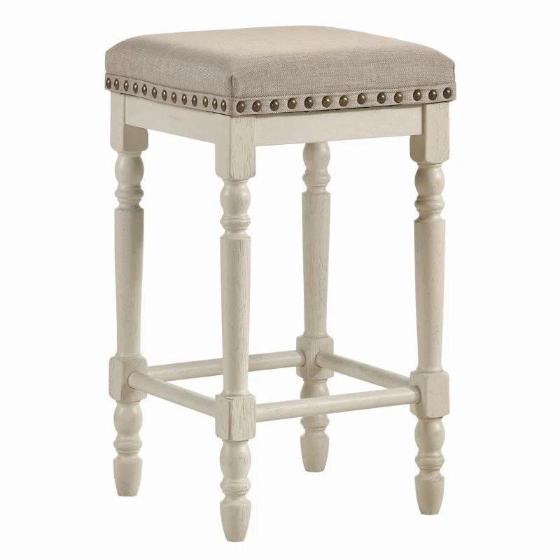2PC Tan and Antique White Counter Height Stools