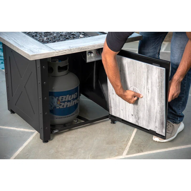 Endless Summer Mason by Endless Summer, 30" Square LP Gas Fire Table with Faux Wood Mantel