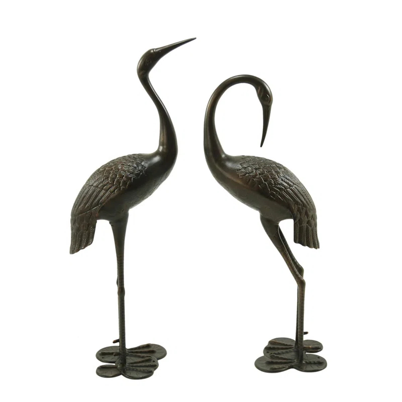 Rosecliff Heights Outdoor Aluminum Crane Garden Statue  (Set Of 2) (Set of 2)