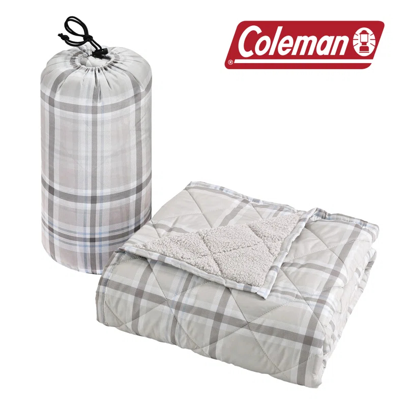 Coleman Coleman Reversible Water Resistant Nylon and Sherpa Diamond Quilted Indoor/Outdoor Throw/Picnic Blanket