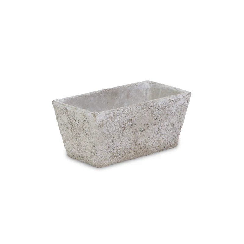 HomeRoots 9" Gray Speckle Glaze Cement Indoor Outdoor Rectangular Pot Planter