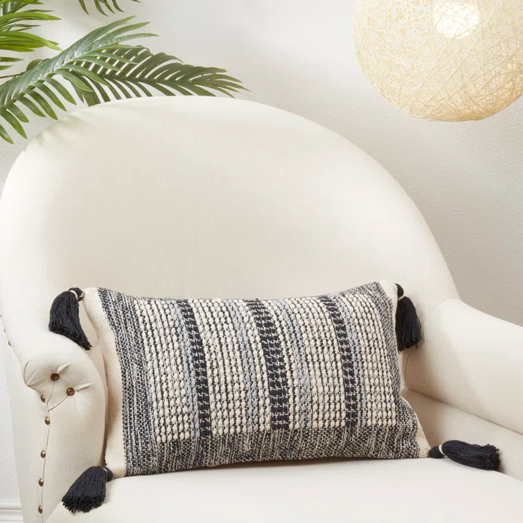 Saro Cambria Collection Tassels Cotton Pillow Cover