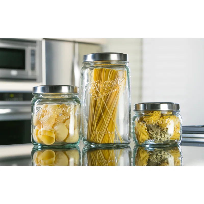Mason Craft & More Vintage Storage Jars Glass Canister - Set of 3