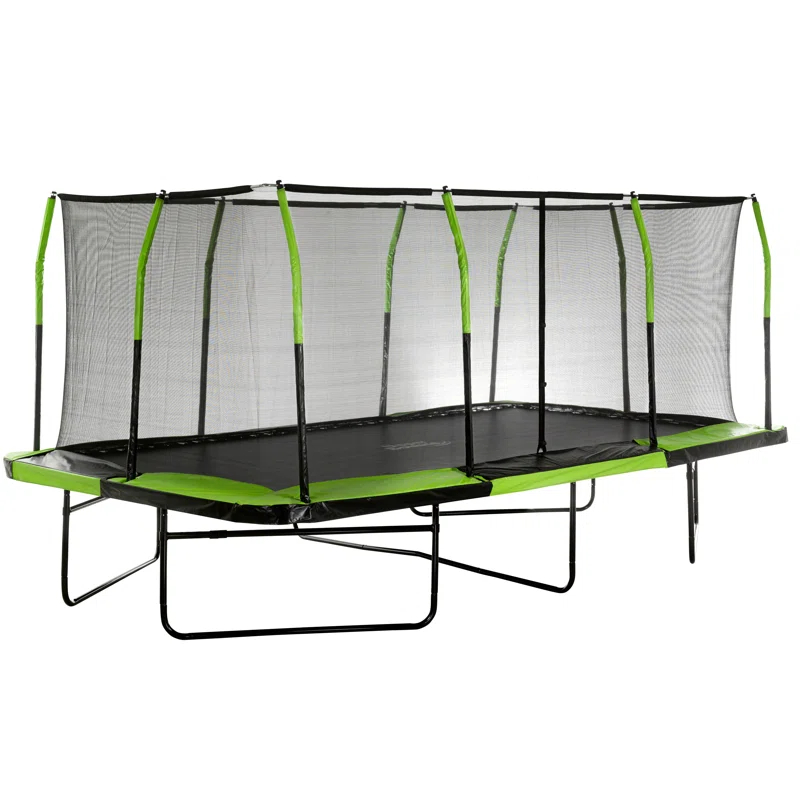 Upper Bounce Machrus Upper Bounce - Mega 10' X 17' Gymnastics Style, Rectangular Trampoline - Green/Black