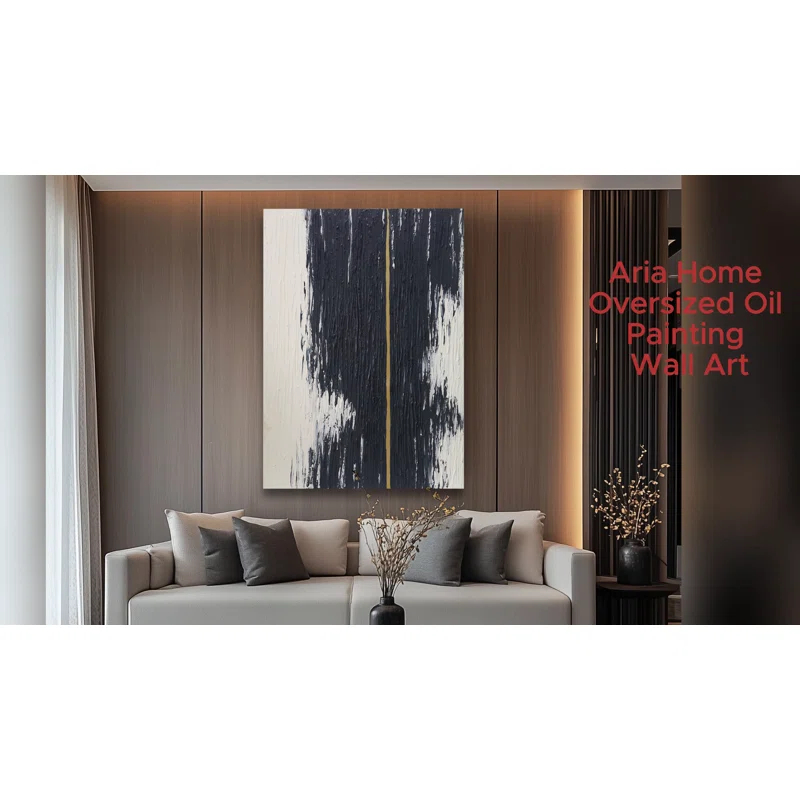 Aria Home Frameless Oil Painting Reflections Large Hand-Painted Canvas Wall Art 31"X47" | Wayfair