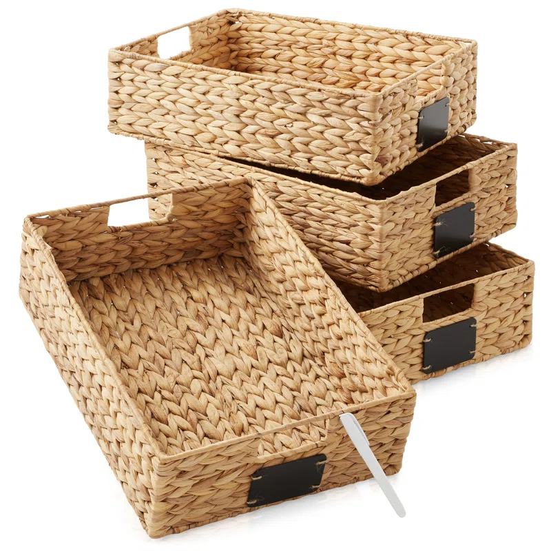 Casafield Casafield Pantry Baskets with Chalkboard Labels and Marker, 10"x13"x5" Storage Bins (Set of 4)