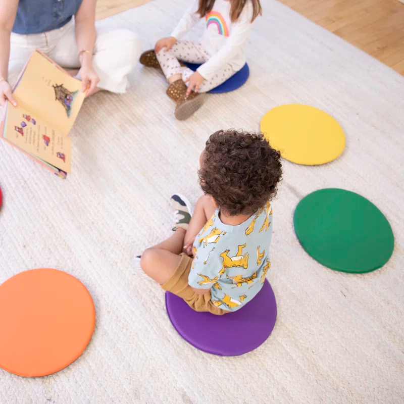 ECR4Kids ECR4Kids SoftZone Colorful Floor Pads, Round, Flexible Seating, 6-Piece