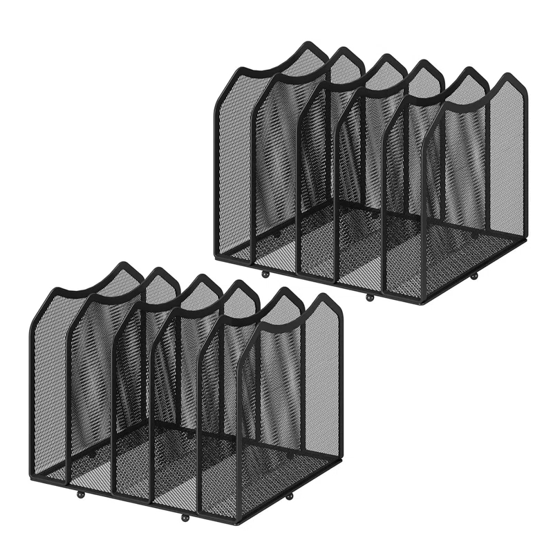 Latitude Run® Black 2 Pack - 5-Section Mesh Desktop File Sorters for Home & Office