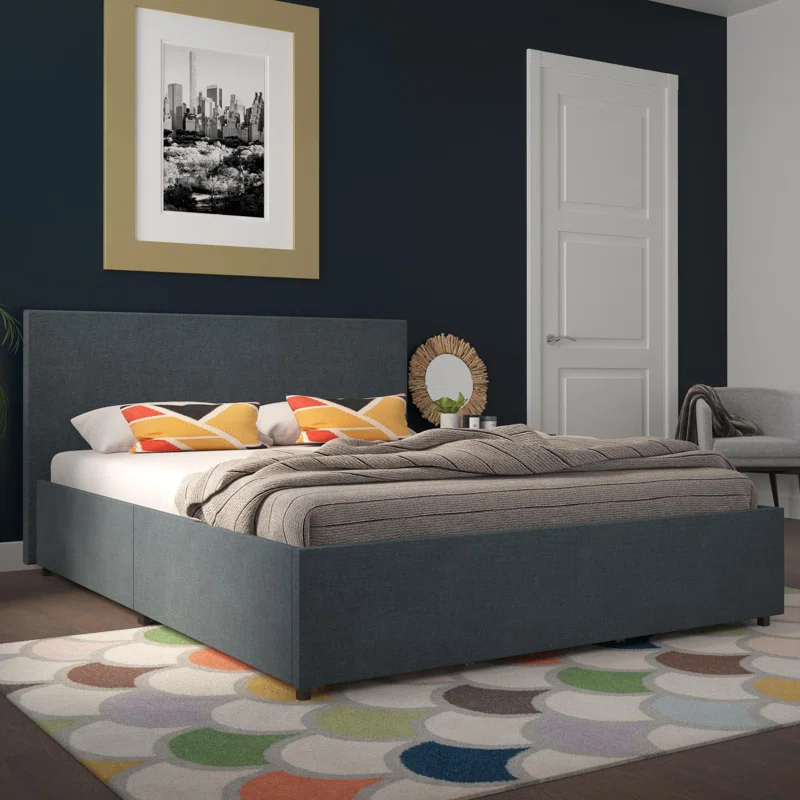 Novogratz Kelly Upholstered Unfinished Platform Storage Bed