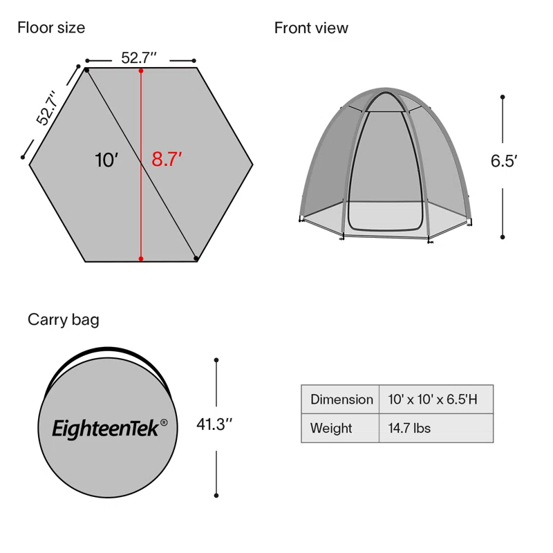 10 Ft. W x 10 Ft. D Fiberglass Pop-Up Bubble Tent
