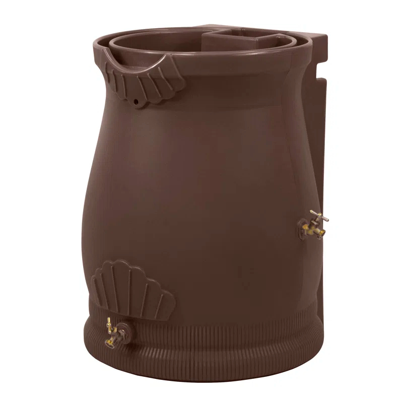 Good Ideas 50 Gallons Plastic Drainable Dual Overflow Planter Rain Barrel