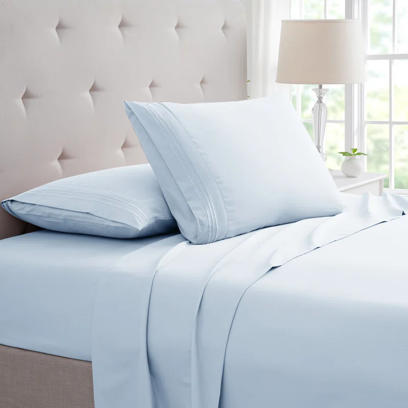 Bamboo Comfort Bamboo 1800 Thread Count 3 Line Embroidered Deep Pocket Sheet Set (4pc)
