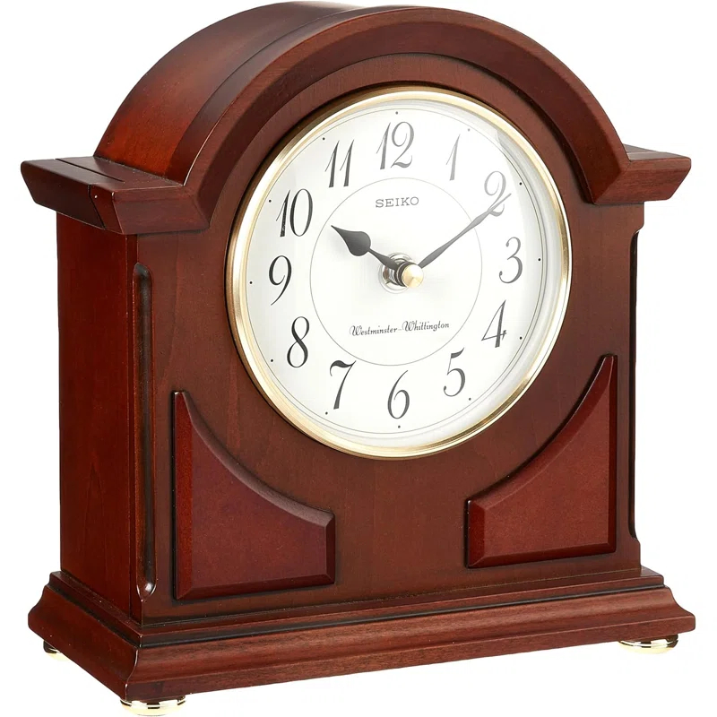 Seiko Sayo American Traditional Analog Wood Quartz Movement / Crystal Tabletop Clock in Brown