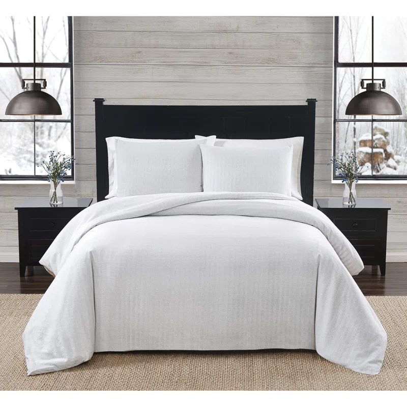 London Fog London Fog Herringbone Flannel Duvet Cover Set