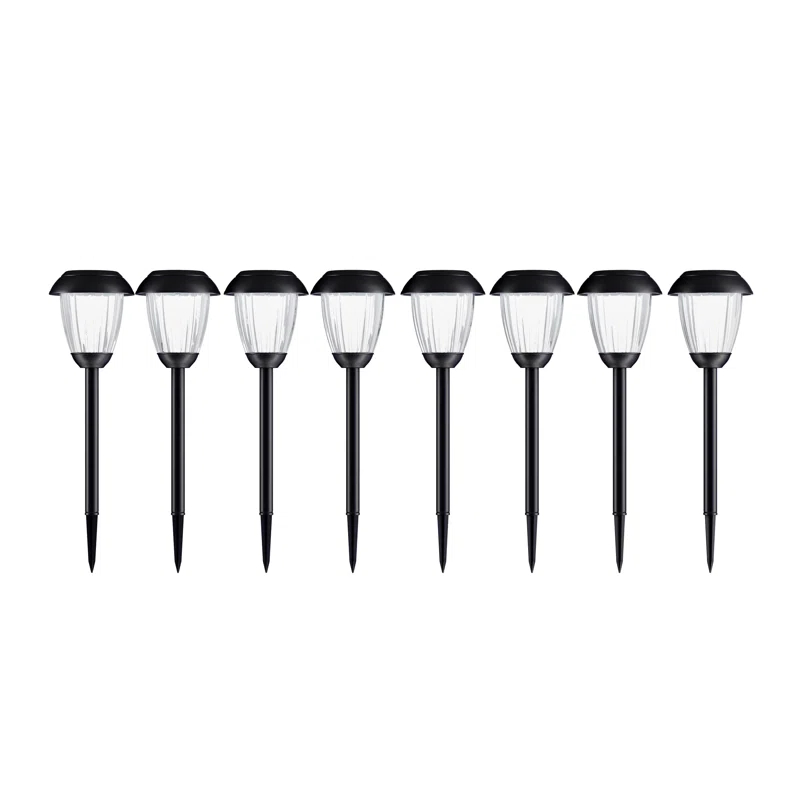 8 Solar Outdoor Lights - 16-Inch-Tall Stainless-Steel Stake Lights for Gardens, Walkways, Driveways, Landscapes, and Patios by Pure Garden (Set of 8)