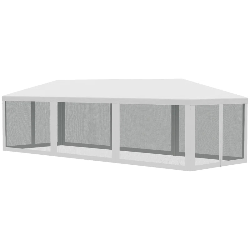 Tryimagine Outsunny 10' X 28' Party Tent Canopy, Outdoor Event Shelter Gazebo With 8 Removable Mesh Sidewalls, Zipper Doors, Steel Frame