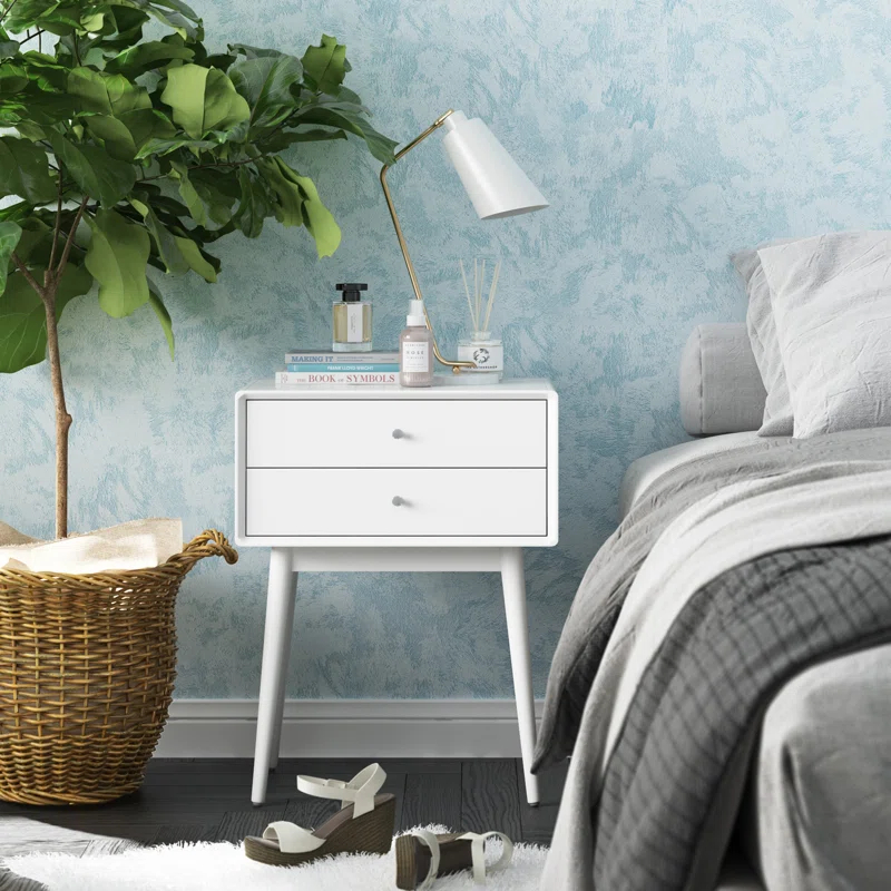 Elle Decor Stephanie Elle Decor Mid-Century Modern Nightstand with 2- Drawers for Storage