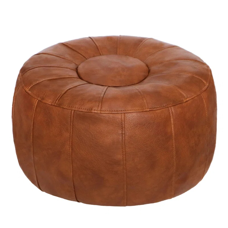Unstuffed Handmade Moroccan Round Pouf Foot Stool Ottoman Seat Faux Leather Large Storage Bean Bag Floor Chair Foot Rest For Living Room, Bedroom Or Wedding Gifts