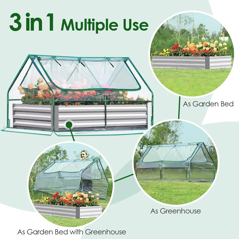 UNIVERSAL WINDOW SOLUTIONS Walk-In Tunnel Greenhouse, Garden Green House With Roll-Up Door And Windows, PE Cover, Plant Growing House For Patio Backyard Garden