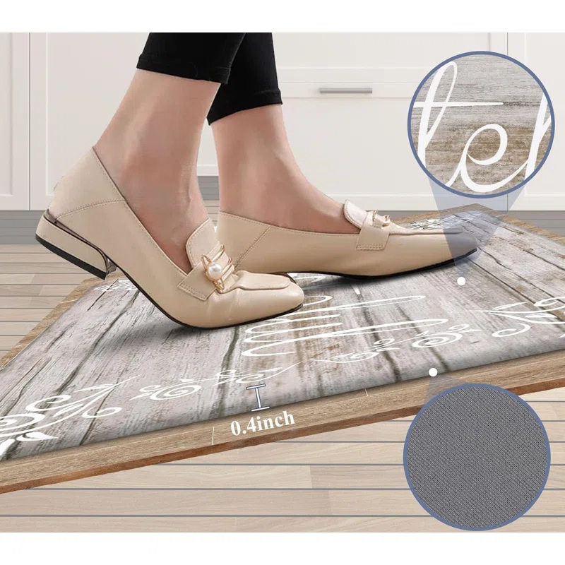 Rosalind Wheeler The Anti Fatigue Kitchen Mat Set of 2 Non Slip Cushioned Kitchen Mats for Floor Waterproof Farmhouse Kitchen Rugs and Mats Set Comfort Standing Desk Mat Carpet