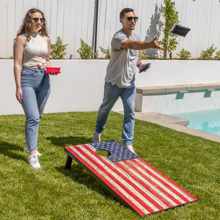 GoSports American Flag Regulation Cornhole Set with Carrying Case