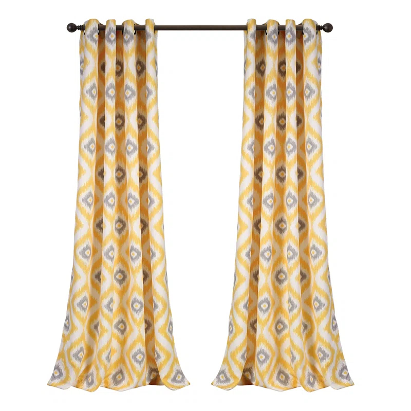 Lush Decor Diamond Ikat Polyester Semi Sheer Curtain Pair (Set of 2)