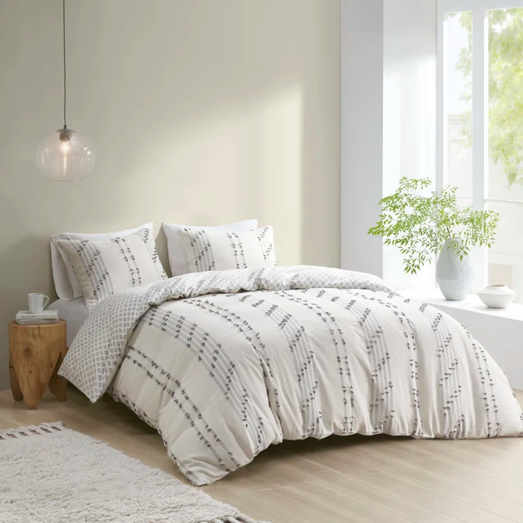 INK+IVY 3 Piece Cotton Jacquard Bedding Set