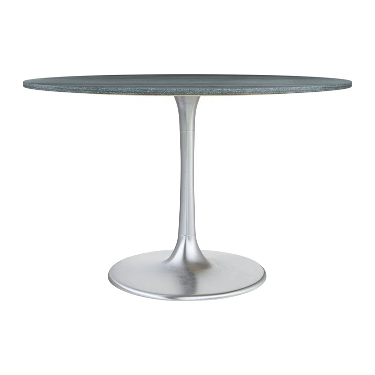 Zuo Hospitality Round Marble Top Metal Base Dining Table