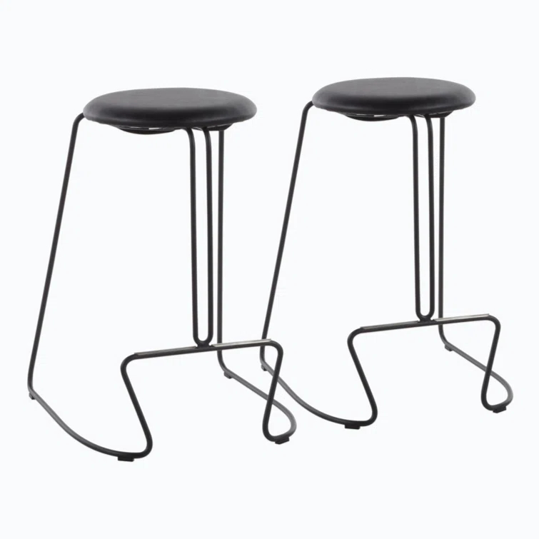 Wenty Upholstered Counter Stool with Metal Frame (Set of 2)