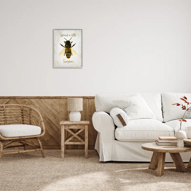 Stupell Industries " Spread A Little Sunshine Phrase Country Bumble Bee " by Jackie Quigley