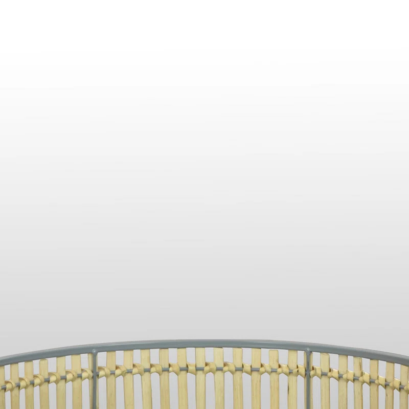 Benjara Elpis Wall Mirror Decor with Woven Shelf, 20 Inch Tall Metal