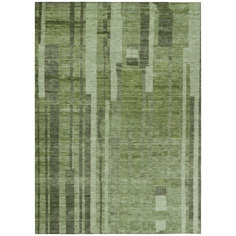 Machine Washable Indoor/Outdoor Chayden ACN1063 Green Rug