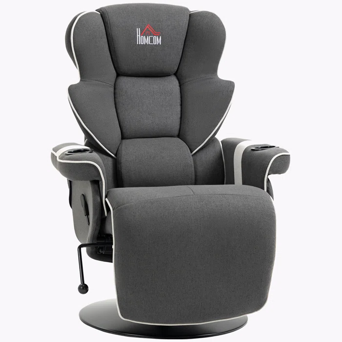 HomCom Faux Leather Manual Swivel Ergonomic Recliner | Wayfair