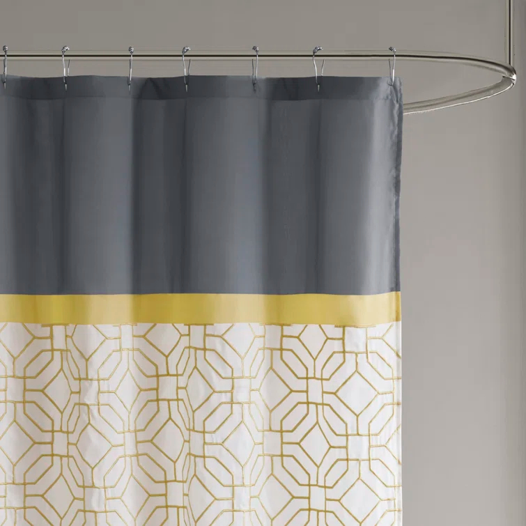 510 Design Donnell Embroidered and Pieced Shower Curtain