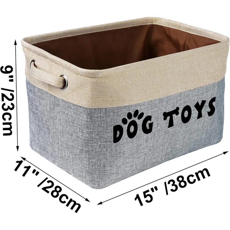 Archie & Oscar™ Dog Toy Basket, Collapsible Dog Toy Bin Box With Comfortable Handles, Large Dog Toy Storage Organizer For Dog Accessories, Pet Toys, Dog Coat & Clothing