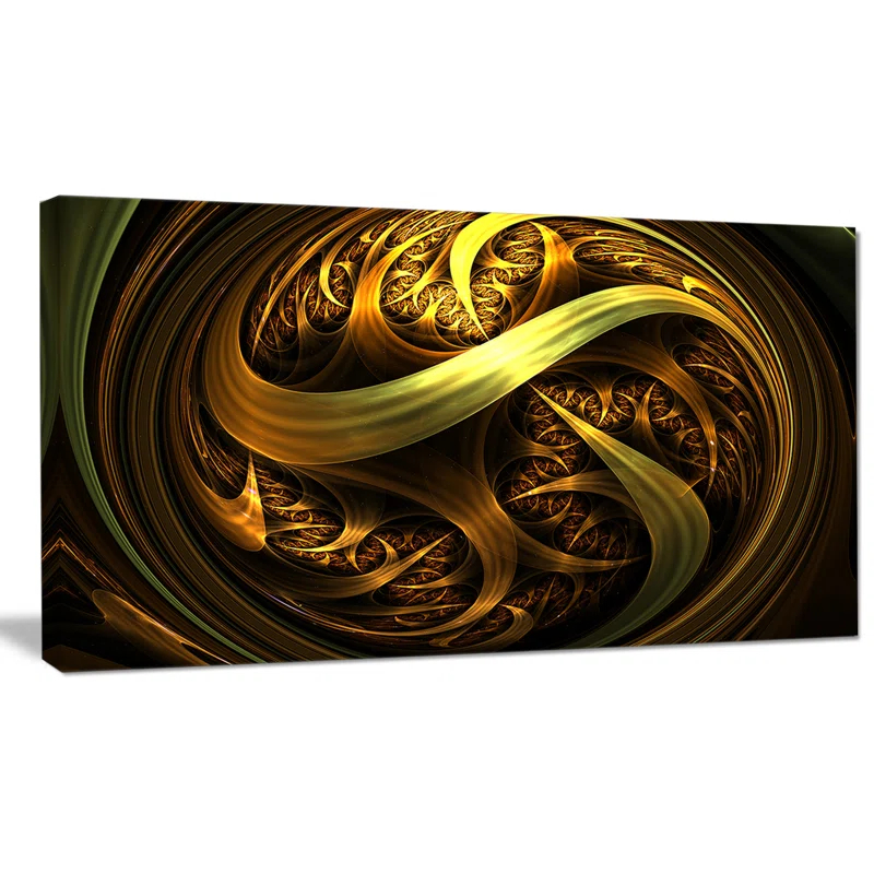 Design Art " Golden Fractal Sphere In Dark "