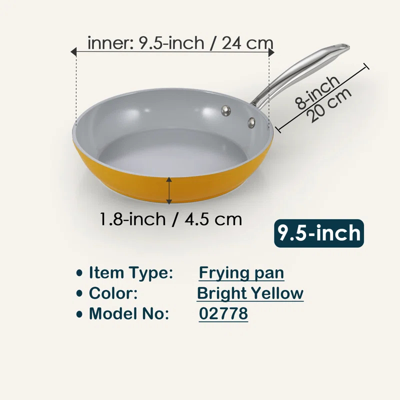 Cook N Home Cook N Home 9.5-inch Non Stick Frying Pan Skillet Hard Anodized Healthy Ceramic Nonstick Cookware