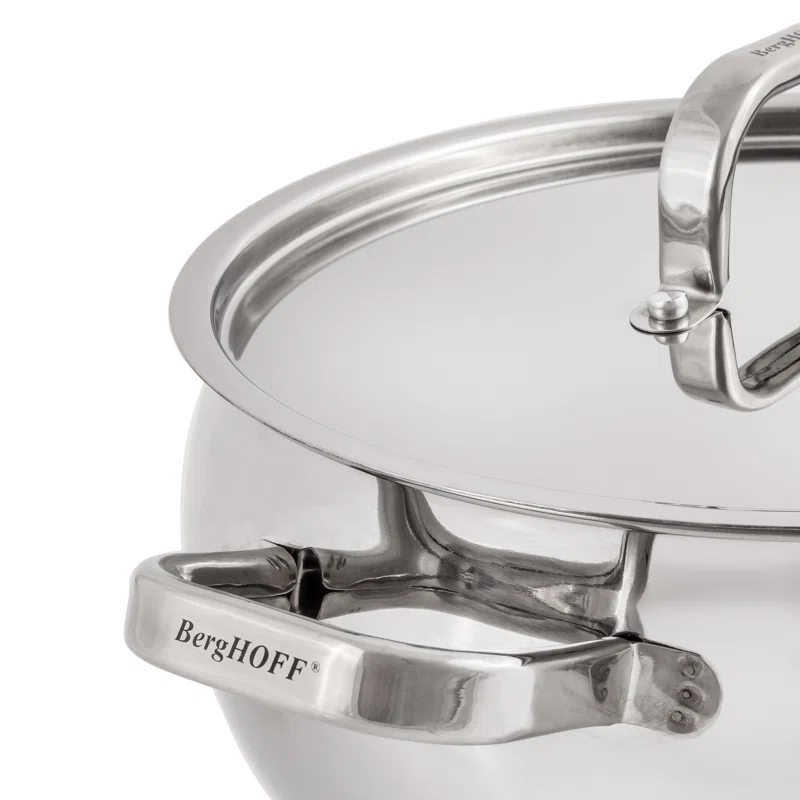 BergHOFF SS 18/10 5.5 Qt Stock Pot With SS Lid, Belly Shape, 9.5"
