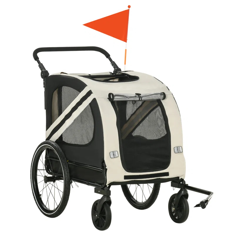 Aosom Foldable Pet Jogger Stroller with Detachable Carrier