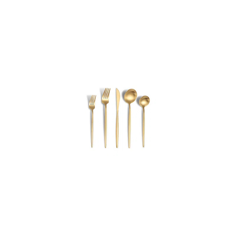 Everly Quinn 30-Piece Gold Silverware Set, Flatware Set For 6, Food-Grade Stainless Steel Cutlery Set, Includes Spoons Forks Knives, Kitchen Cutlery For Home Office Restaurant Hotel