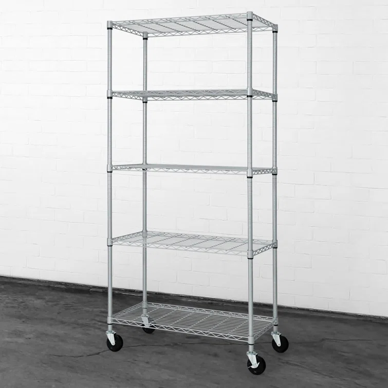 CAPHAUS CAPHAUS NSF Commercial Heavy Duty 5-Tier Adjustable Wire Shelving w/ Wheels, Leveling Feet, 36 x 18 x 76-Inch, Multiple Options