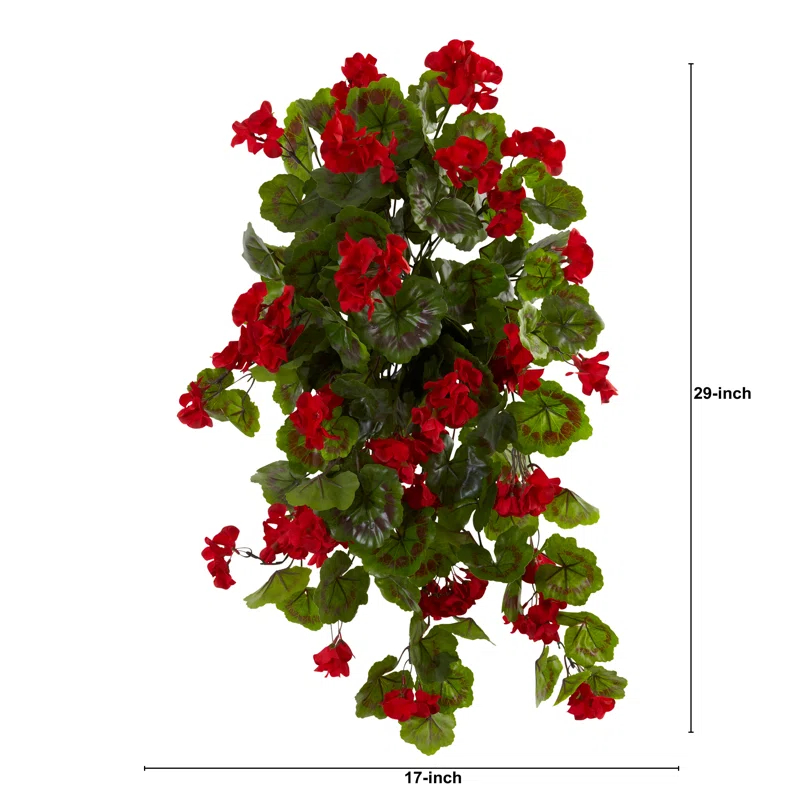 Primrue 29in. UV Resistant Geranium Artificial Hanging Plant (Indoor/Outdoor) - Set of 2