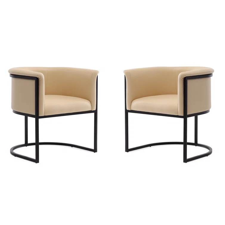 Ceets 18.9'' H Faux Leather Upholstered Metal Armchair (Set of 2)