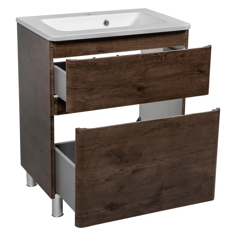 Bath Oasis 39.1'' Single Bathroom Vanity with Ceramic Top with Mirror