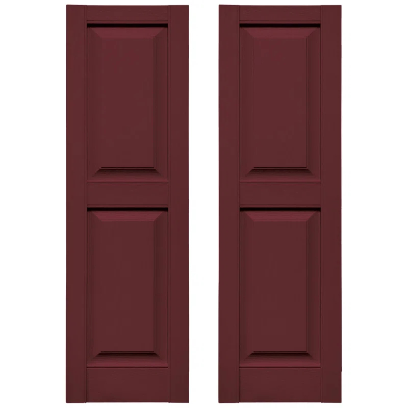 14.5 in. x 55 in. Louvered Vinyl Exterior Shutters Pair in Wineberry