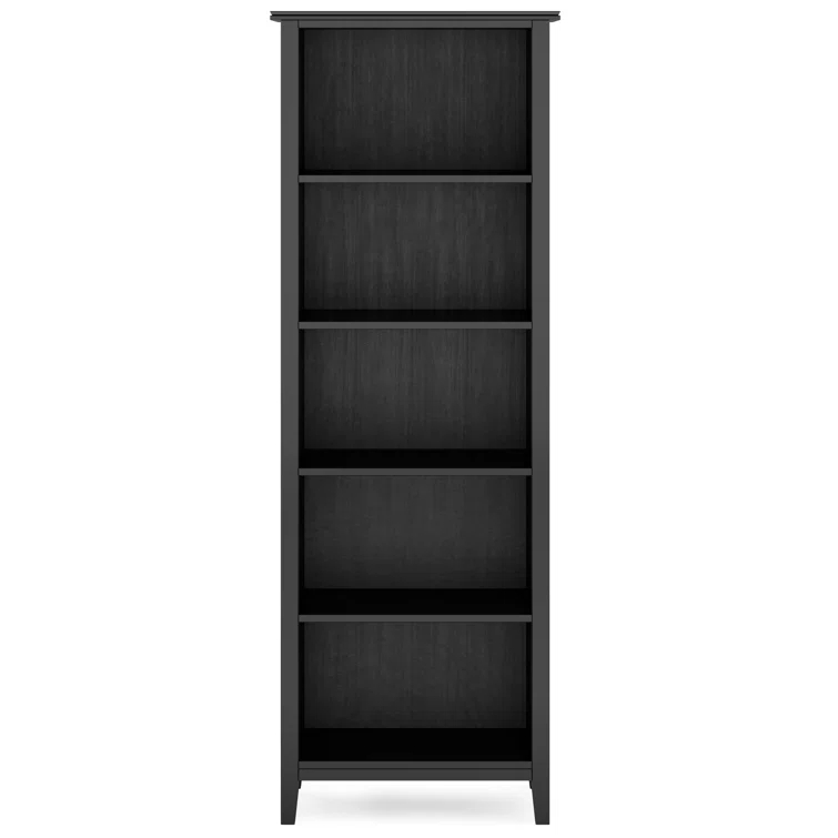 Simpli Home Artisan 26"W Solid Wood 5 Shelf Contemporary Bookcase with Adjustable Shelves